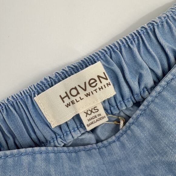 Haven Well Within Chambray Maxi Skirt Women’s XXS Tencel Blue Minimalist Capsule - Picture 7 of 11